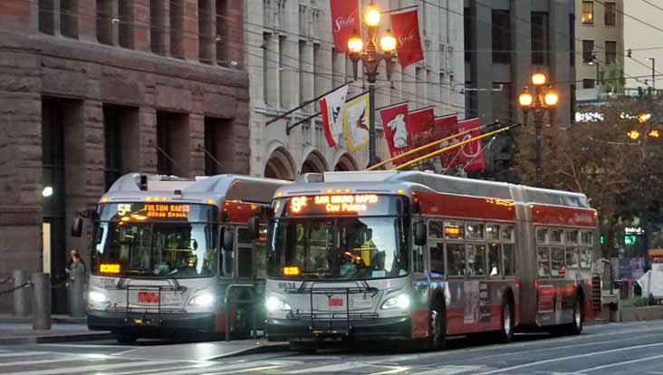 MUNI New Flyer Xcelsior XT60 7206 & XDE60 6634